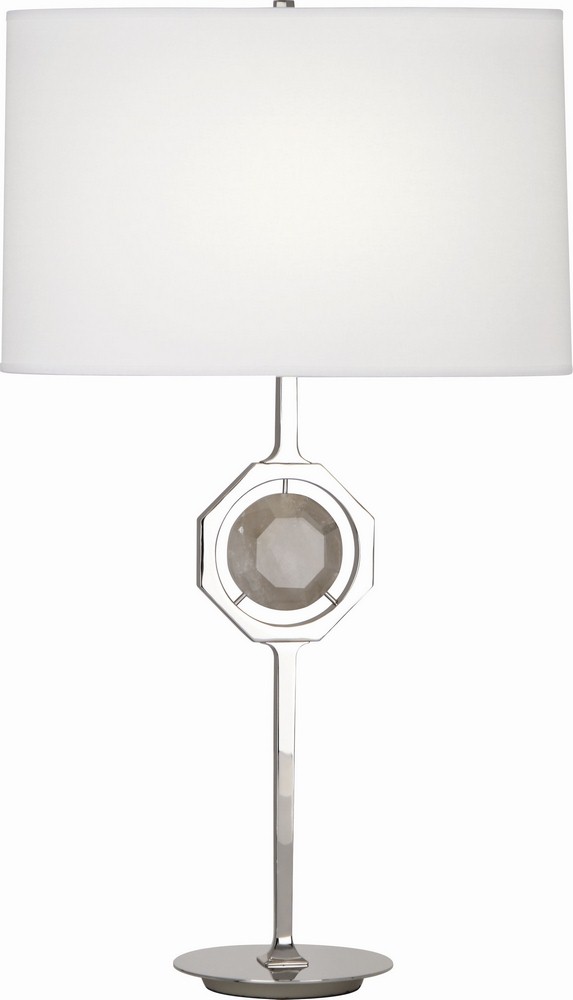 Robert Abbey Lighting-S1875-Hope - One Light Table Lamp Polished Nickel Finish with White Hardback Shade with Smoke Quartz Crystal
