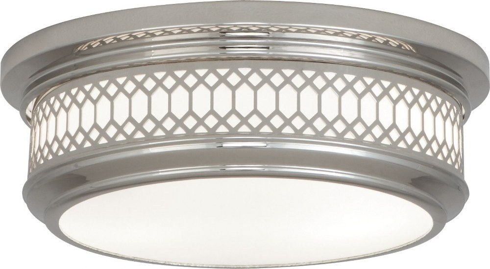 Robert Abbey Lighting-S306-Williamsburg Tucker-Two Light Flush Mount-11.75 Inches Wide by 4.25 Inches High   Polished Nickel Finish with Frosted Glass