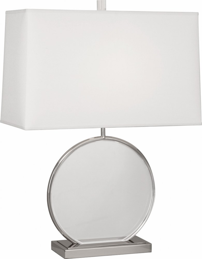 Robert Abbey Lighting-S3380-Alice 1-Light Table Lamp 12.5 Inches Wide and 27.5 Inches Tall   Polished Nickel/Lucite Finish with Pearl Dupoini Fabric Shade