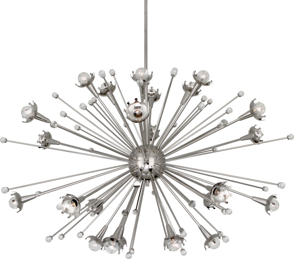 Robert Abbey Lighting-S714-Jonathan Adler Sputnik 24-Light Chandelier 48 Inches Wide and 30 Inches Tall Polished Nickel  Antique Brass Finish with Clear Crystal