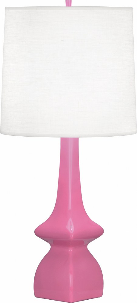 Robert Abbey Lighting-SP210-Jasmine 1-Light Table Lamp 5.375 Inches Wide and 31 Inches Tall Schiaparelli Pink  Melon Glazed Finish with Oyster Linen Shade