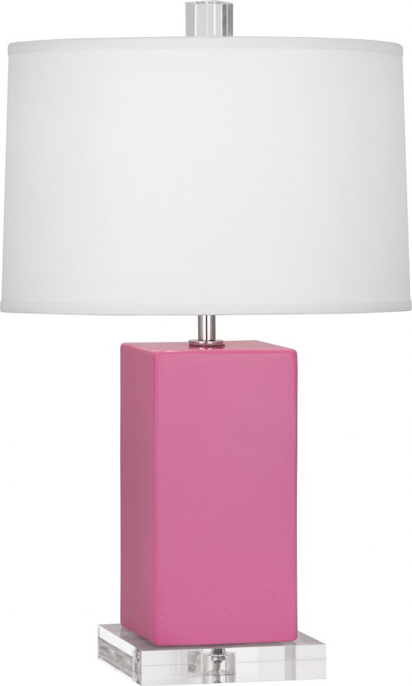 Robert Abbey Lighting-SP990-Harvey 1-Light Accent Lamp 4.125 Inches Wide and 19.125 Inches Tall Schiaparelli Pink  Pumpkin/Acrylic Finish with Oyster Linen Fabric Shade