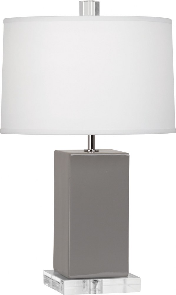 Robert Abbey Lighting-ST990-Harvey 1-Light Accent Lamp 4.125 Inches Wide and 19.125 Inches Tall Smoky Taupe  Pumpkin/Acrylic Finish with Oyster Linen Fabric Shade