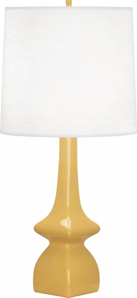 Robert Abbey Lighting-SU210-Jasmine 1-Light Table Lamp 5.375 Inches Wide and 31 Inches Tall Sunset  Melon Glazed Finish with Oyster Linen Shade