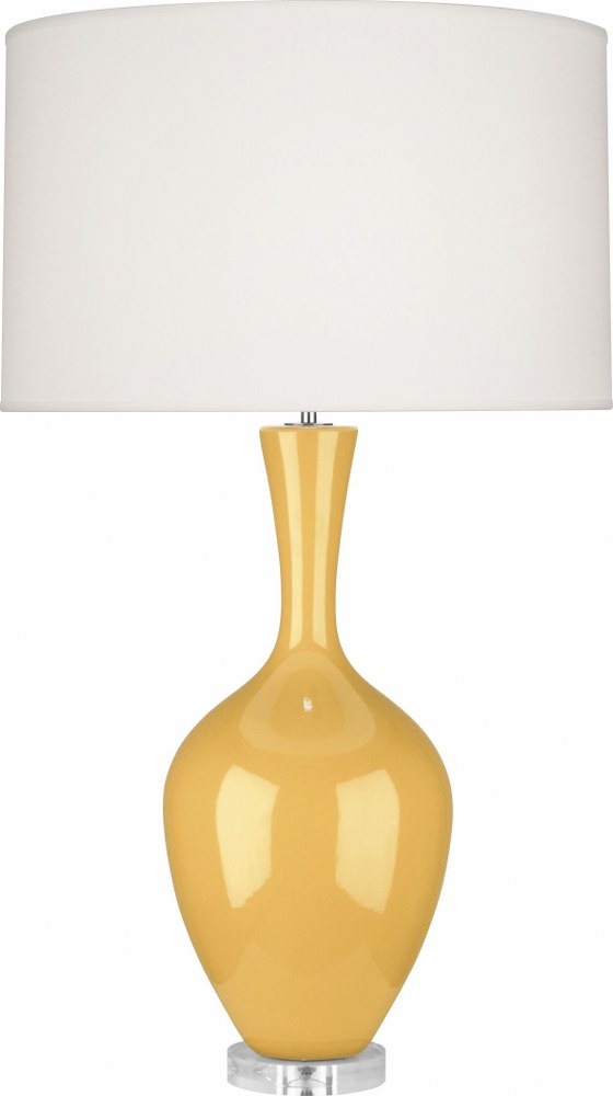 Robert Abbey Lighting-SU980-Audrey 1-Light Table Lamp 8.5 Inches Wide and 33.5 Inches Tall Sunset  Brown Tea Glazed/Lucite Finish with Fondine Fabric Shade