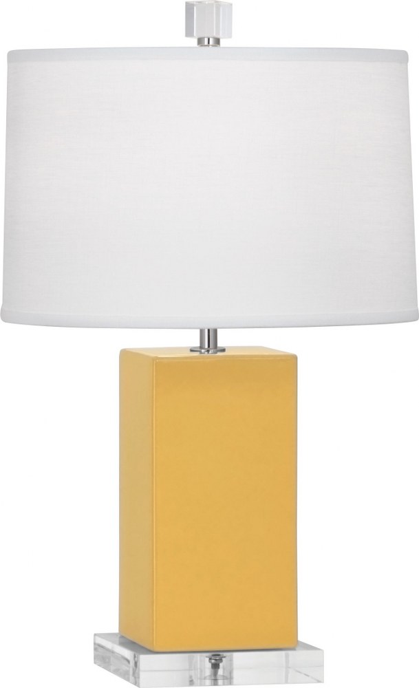 Robert Abbey Lighting-SU990-Harvey 1-Light Accent Lamp 4.125 Inches Wide and 19.125 Inches Tall Sunset  Pumpkin/Acrylic Finish with Oyster Linen Fabric Shade