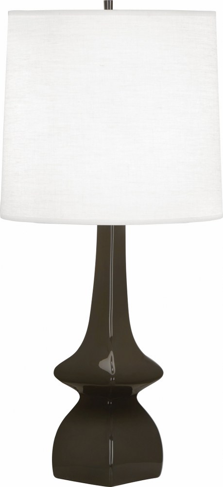 Robert Abbey Lighting-TE210-Jasmine 1-Light Table Lamp 5.375 Inches Wide and 31 Inches Tall Brown Tea  Melon Glazed Finish with Oyster Linen Shade