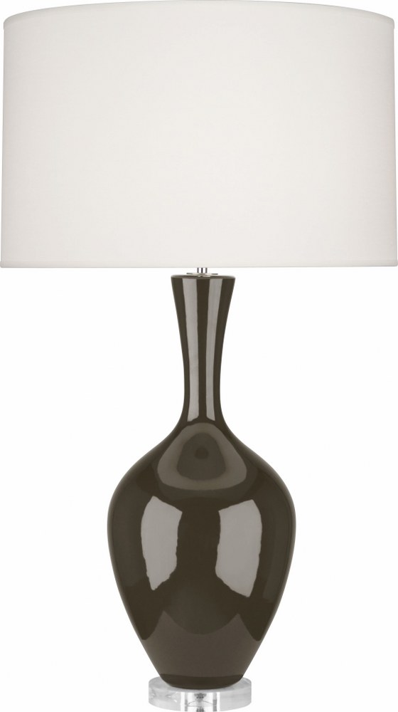 Robert Abbey Lighting-TE980-Audrey 1-Light Table Lamp 8.5 Inches Wide and 33.5 Inches Tall Brown Tea  Brown Tea Glazed/Lucite Finish with Fondine Fabric Shade