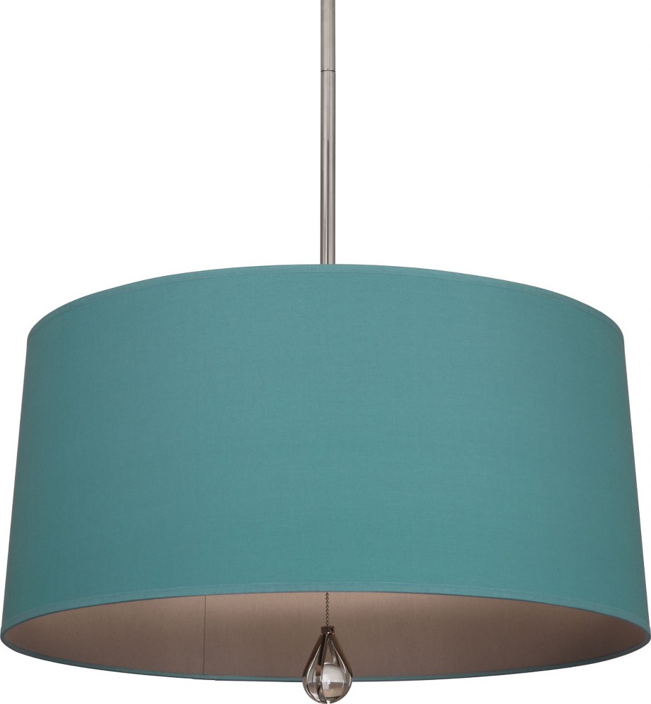 Robert Abbey Lighting-WB330-Williamsburg Custis 3-Light Pendant 25.5 Inches Wide and 14.5 Inches Tall Polished Nickel Mayo Teal/Carter Gray Polished Nickel Finish with Blacksmith Black/ Richmond Red S