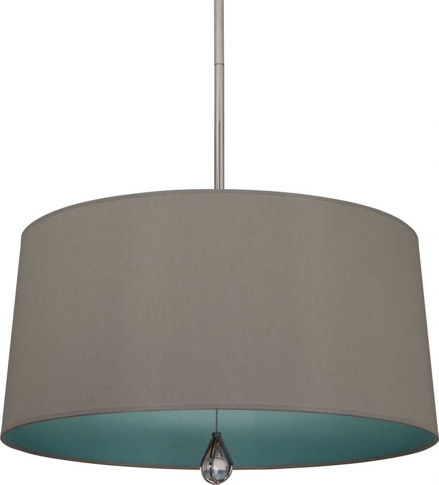 Robert Abbey Lighting-WB331-Williamsburg Custis 3-Light Pendant 25.5 Inches Wide and 14.5 Inches Tall Polished Nickel Carter Gray/Mayo Teal Polished Nickel Finish with Blacksmith Black/ Richmond Red S