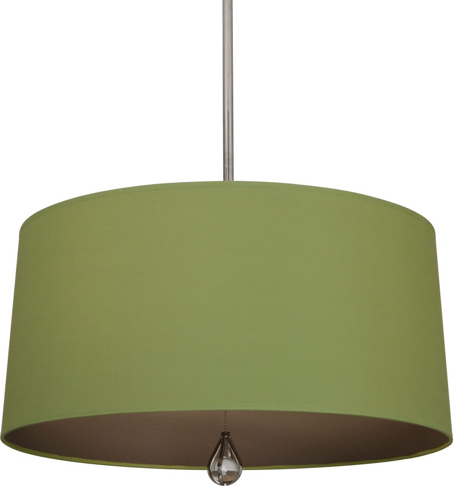 Robert Abbey Lighting-WB332-Williamsburg Custis 3-Light Pendant 25.5 Inches Wide and 14.5 Inches Tall Polished Nickel Parrot Green/Revolutionary Storm Polished Nickel Finish with Blacksmith Black/ Ric