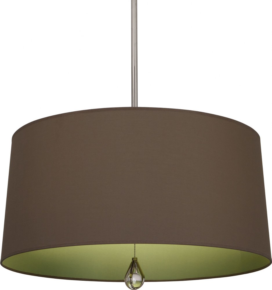 Robert Abbey Lighting-WB333-Williamsburg Custis 3-Light Pendant 25.5 Inches Wide and 14.5 Inches Tall Polished Nickel Revolutionary Storm/Parrot Green Polished Nickel Finish with Blacksmith Black/ Ric