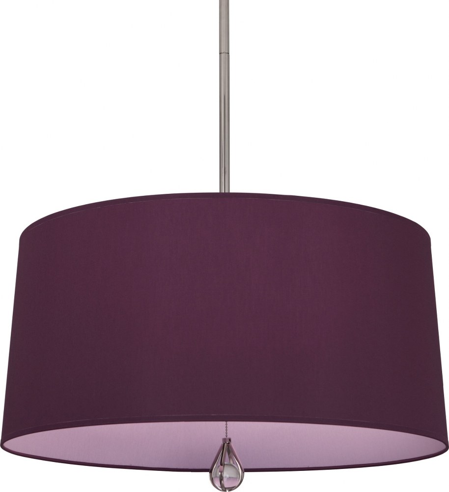 Robert Abbey Lighting-WB334-Williamsburg Custis 3-Light Pendant 25.5 Inches Wide and 14.5 Inches Tall Polished Nickel Greenhow Grape/Ludwell Lilac Polished Nickel Finish with Blacksmith Black/ Richmon