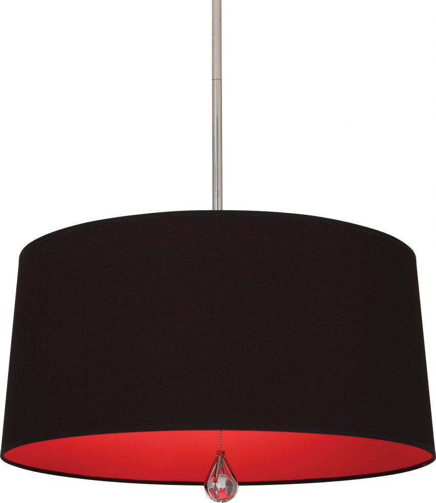 Robert Abbey Lighting-WB339-Williamsburg Custis 3-Light Pendant 25.5 Inches Wide and 14.5 Inches Tall Polished Nickel Blacksmith Black/Richmond Red Polished Nickel Finish with Blacksmith Black/ Richmo