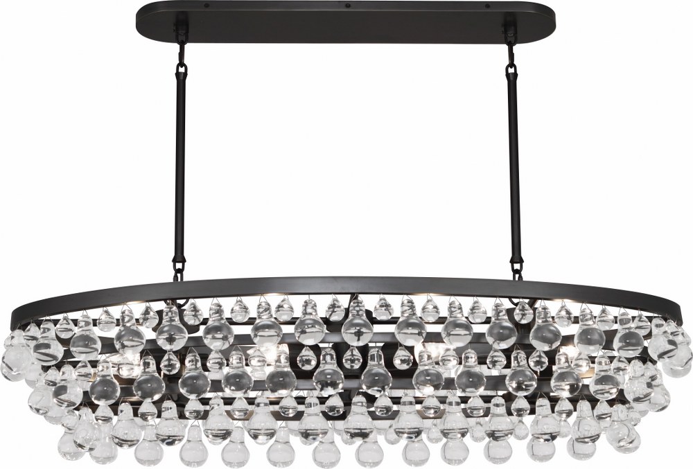 Robert Abbey Lighting-Z1007-Bling 8-Light Chandelier 42.75 Inches Wide and 9.75 Inches Tall Deep Patina Bronze  Antique Brass Finish with Clear Drops Glass