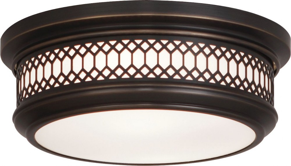 Robert Abbey Lighting-Z306-Williamsburg Tucker-Two Light Flush Mount-11.75 Inches Wide by 4.25 Inches High   Deep Patina Bronze Finish with Frosted Glass