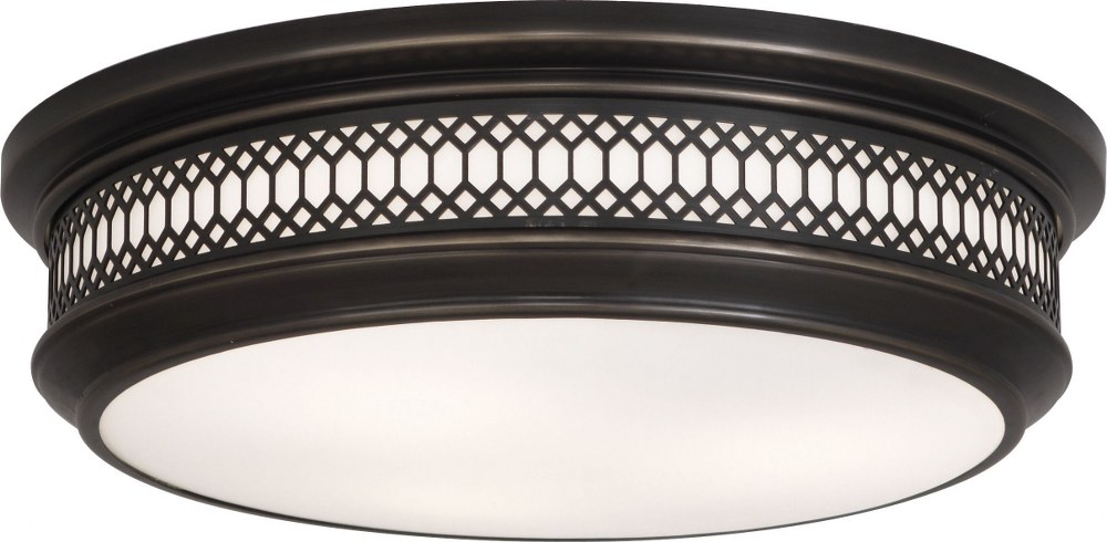 Robert Abbey Lighting-Z307-Williamsburg Tucker-Three Light Flush Mount-15.75 Inches Wide by 4.63 Inches High   Deep Patina Bronze Finish with Frosted Glass
