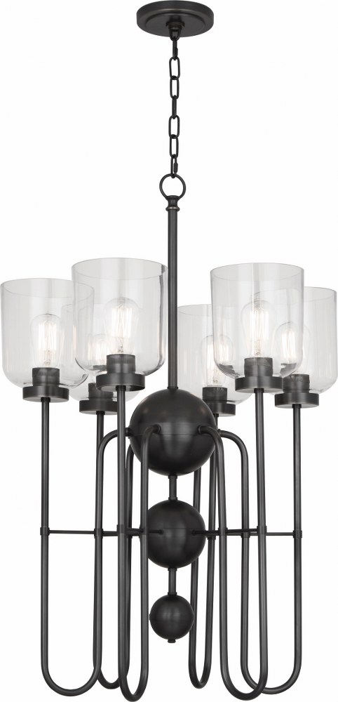 Robert Abbey Lighting-Z410-Williamsburg Tyrie-Six Light Chandelier-22.75 Inches Wide by 34.5 Inches High   Deep Patina Bronze Finish with Clear Glass