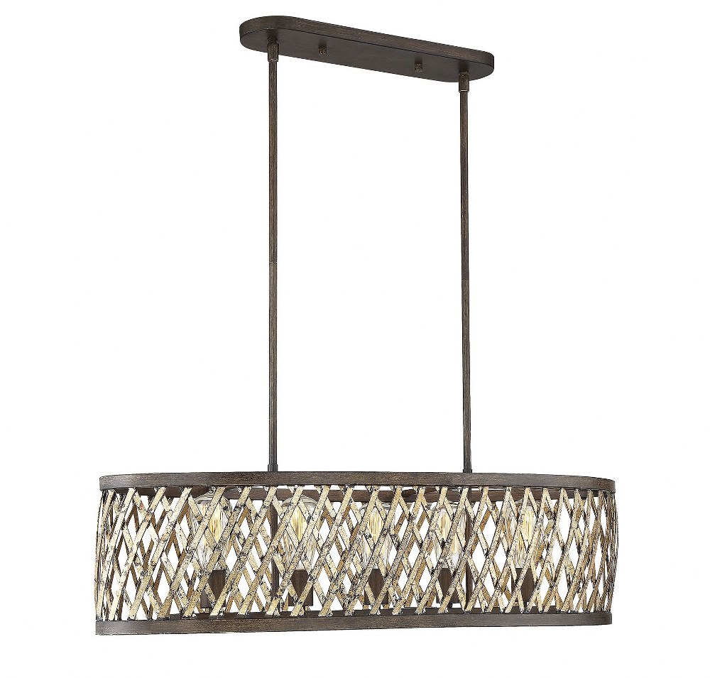 Savoy House-1-0801-5-124-5 Light Linear Chandelier-Rustic Style with Farmhouse and Bohemian Inspirations-9.75 inches tall by 16.5 inches wide   Fiesta Bronze Finish