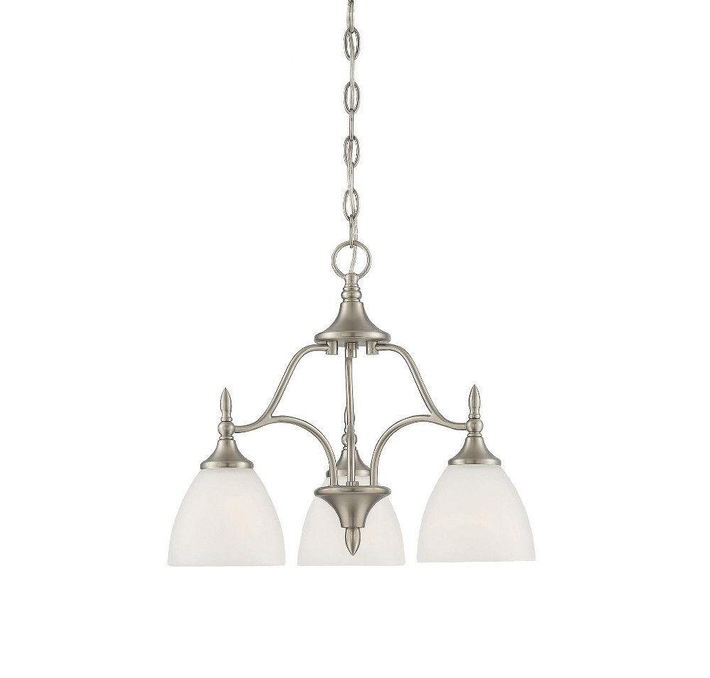 Savoy House-1-1000-3-SN-3 Light Chandelier-Contemporary Style with Transitional and Traditional Inspirations-15 inches tall by 18.5 inches wide Satin Nickel  Satin Nickel Finish with White Frosted Gla