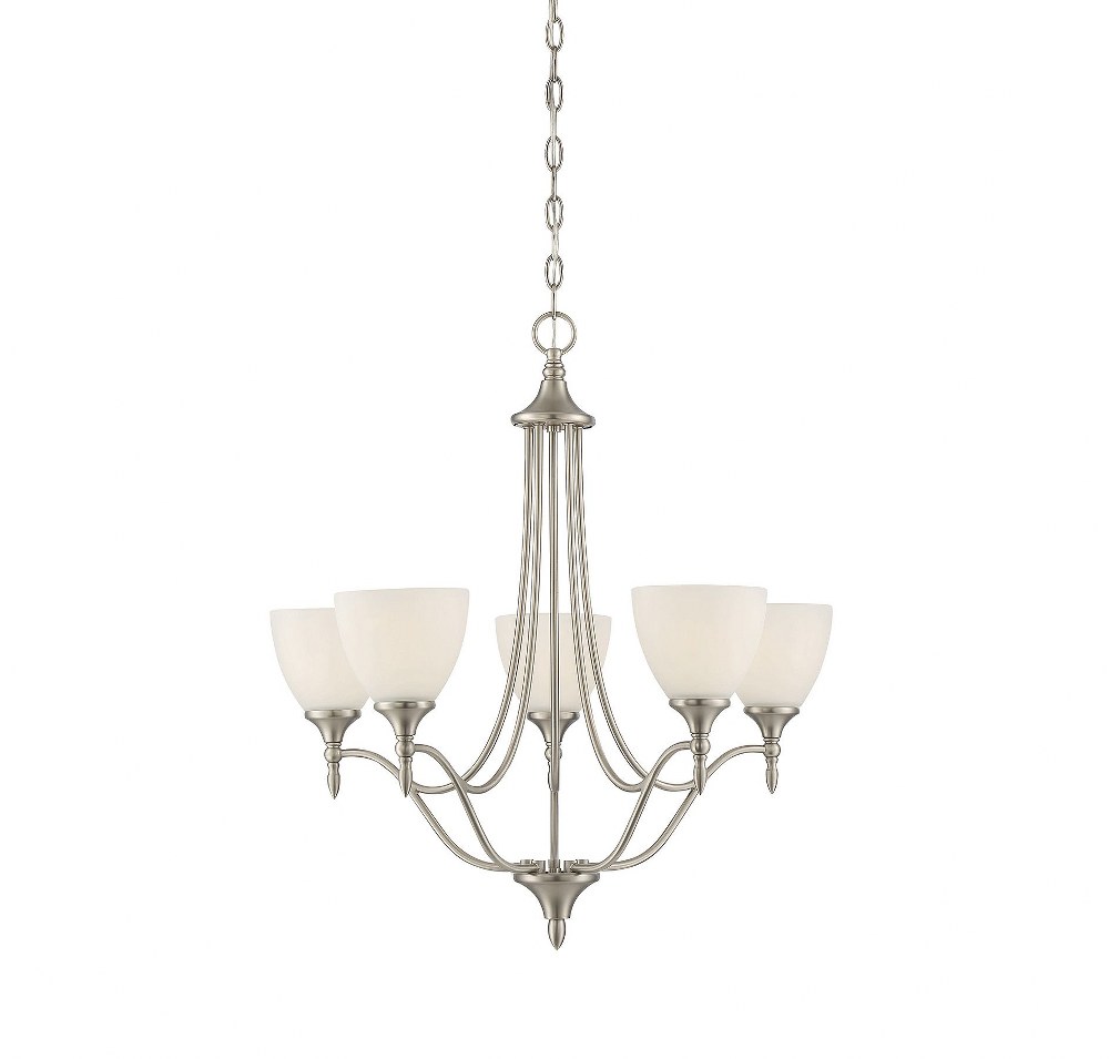 Savoy House-1-1001-5-SN-5 Light Chandelier-Contemporary Style with Transitional and Traditional Inspirations-27.5 inches tall by 21 inches wide Satin Nickel  Satin Nickel Finish