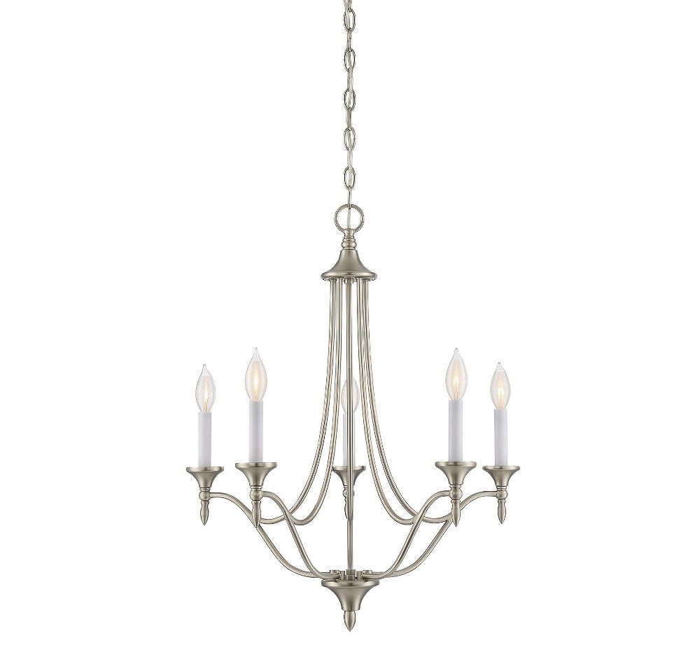 Savoy House-1-1008-5-SN-5 Light Chandelier-Contemporary Style with Transitional and Traditional Inspirations-27.5 inches tall by 21 inches wide Satin Nickel  5 Light Chandelier-Contemporary Style with