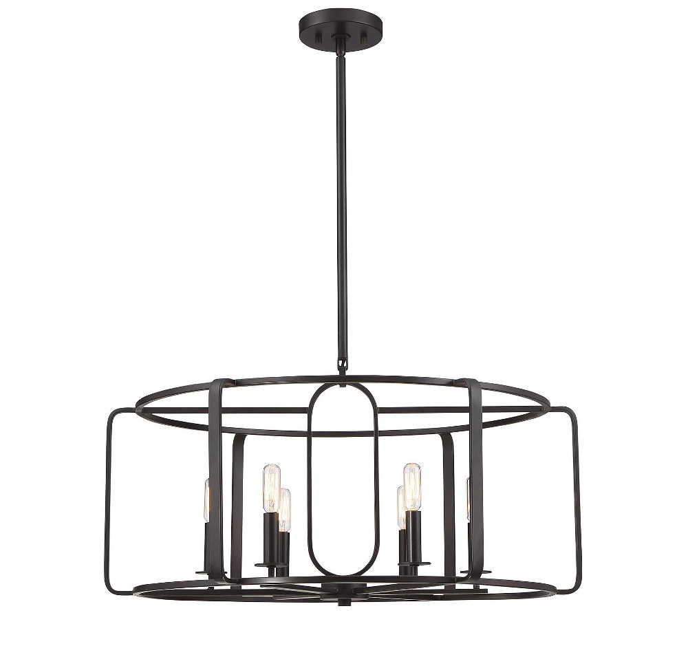 Savoy House-1-1181-6-13-6 Light Chandelier-Industrial Style with Contemporary and Modern Inspirations-18.25 inches tall by 28 inches wide   English Bronze Finish