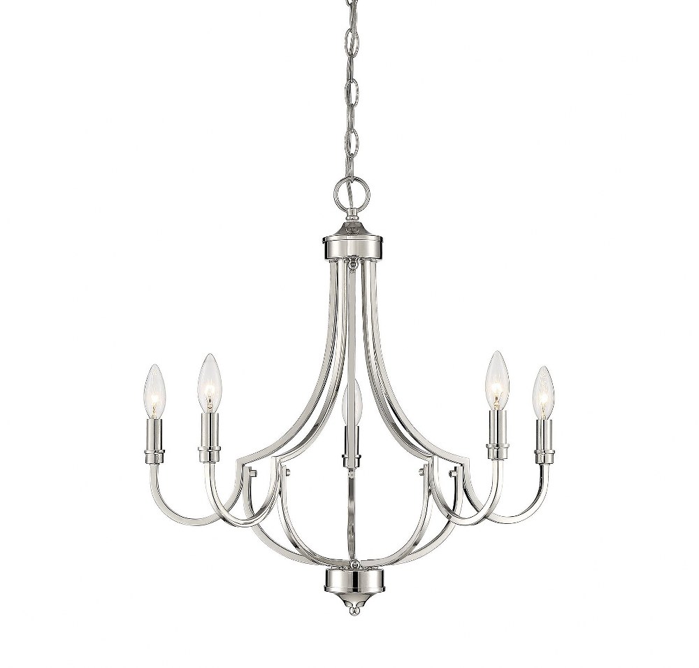 Savoy House-1-2005-5-109-5 Light Chandelier-Transitional Style with Modern and Farmhouse Inspirations-22 inches tall by 24 inches wide Polished Nickel  Matte Black Finish