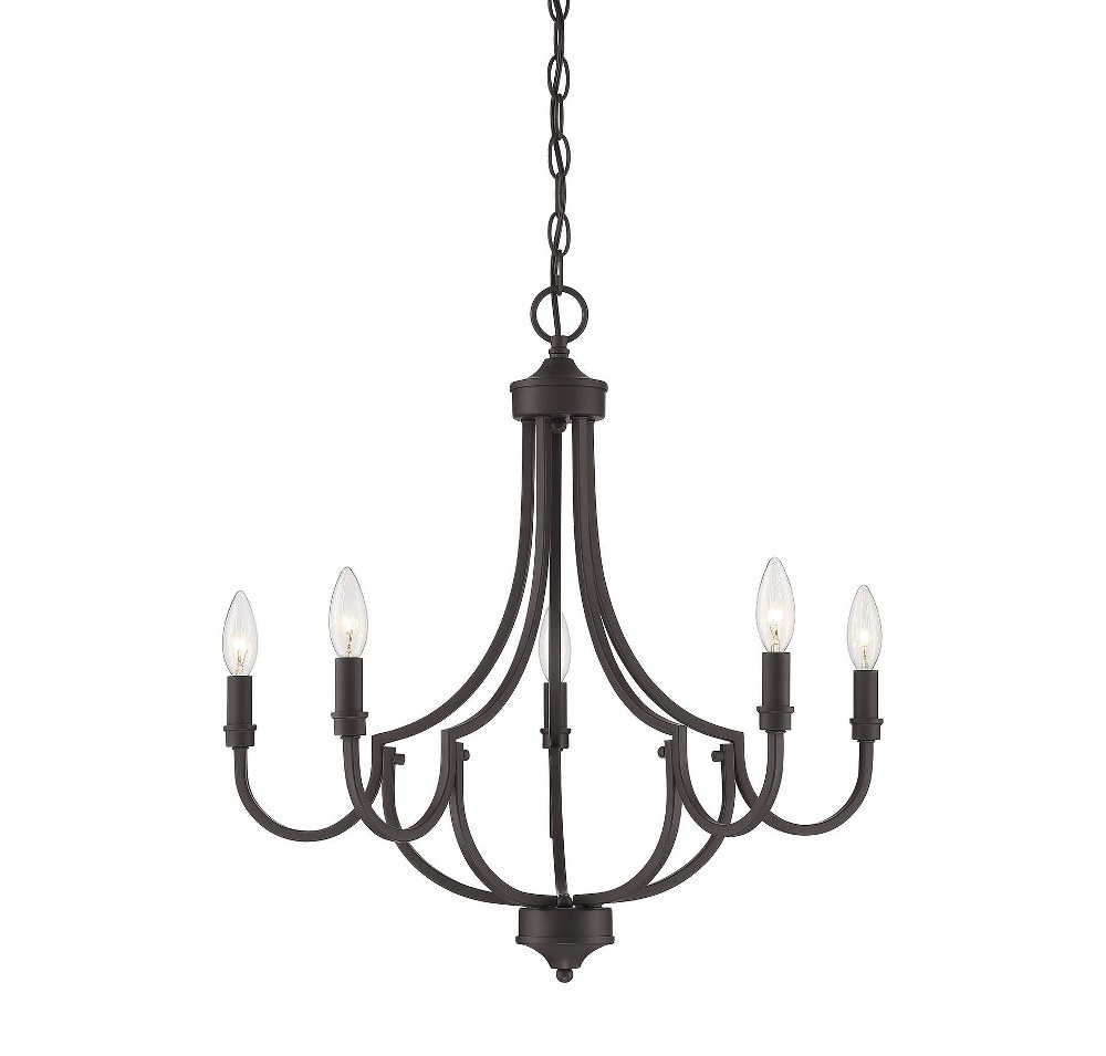 Savoy House-1-2005-5-13-5 Light Chandelier-Transitional Style with Modern and Farmhouse Inspirations-22 inches tall by 24 inches wide English Bronze  Matte Black Finish