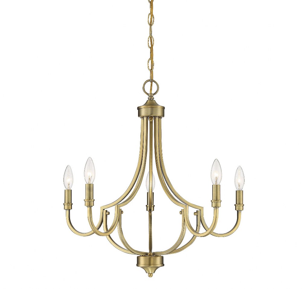 Savoy House-1-2005-5-322-5 Light Chandelier-Transitional Style with Modern and Farmhouse Inspirations-22 inches tall by 24 inches wide Warm Brass  Matte Black Finish