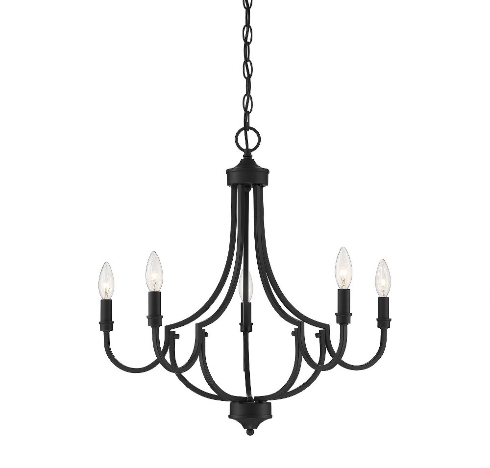 Savoy House-1-2005-5-89-5 Light Chandelier-Transitional Style with Modern and Farmhouse Inspirations-22 inches tall by 24 inches wide Matte Black  Matte Black Finish