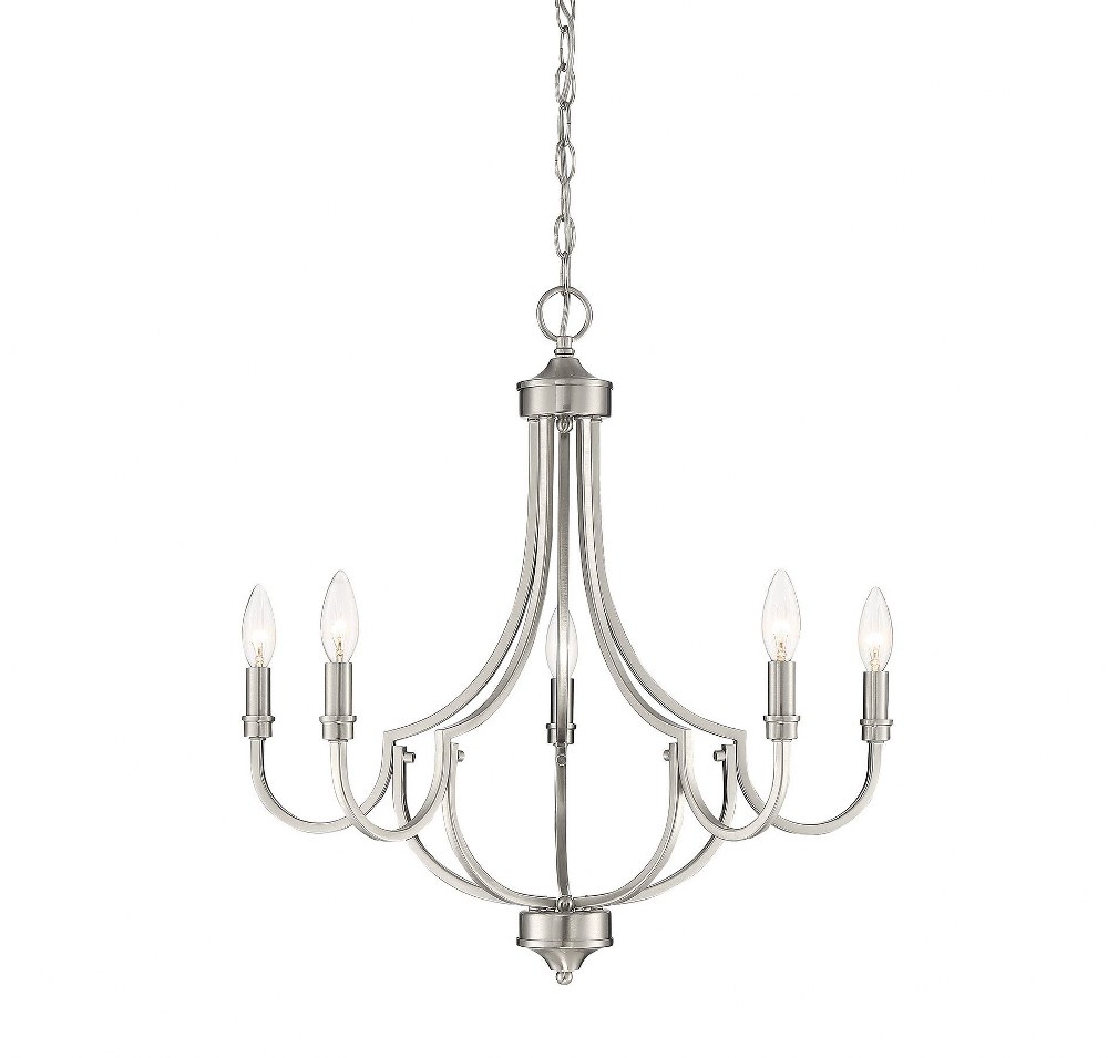 Savoy House-1-2005-5-SN-5 Light Chandelier-Transitional Style with Modern and Farmhouse Inspirations-22 inches tall by 24 inches wide Satin Nickel  Matte Black Finish