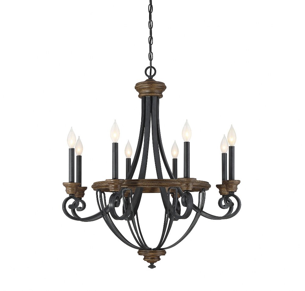 Savoy House-1-2051-8-68-8 Light Chandelier-Traditional Style with Farmhouse and Country French Inspirations-32.5 inches tall by 29 inches wide   Whiskey Wood Finish