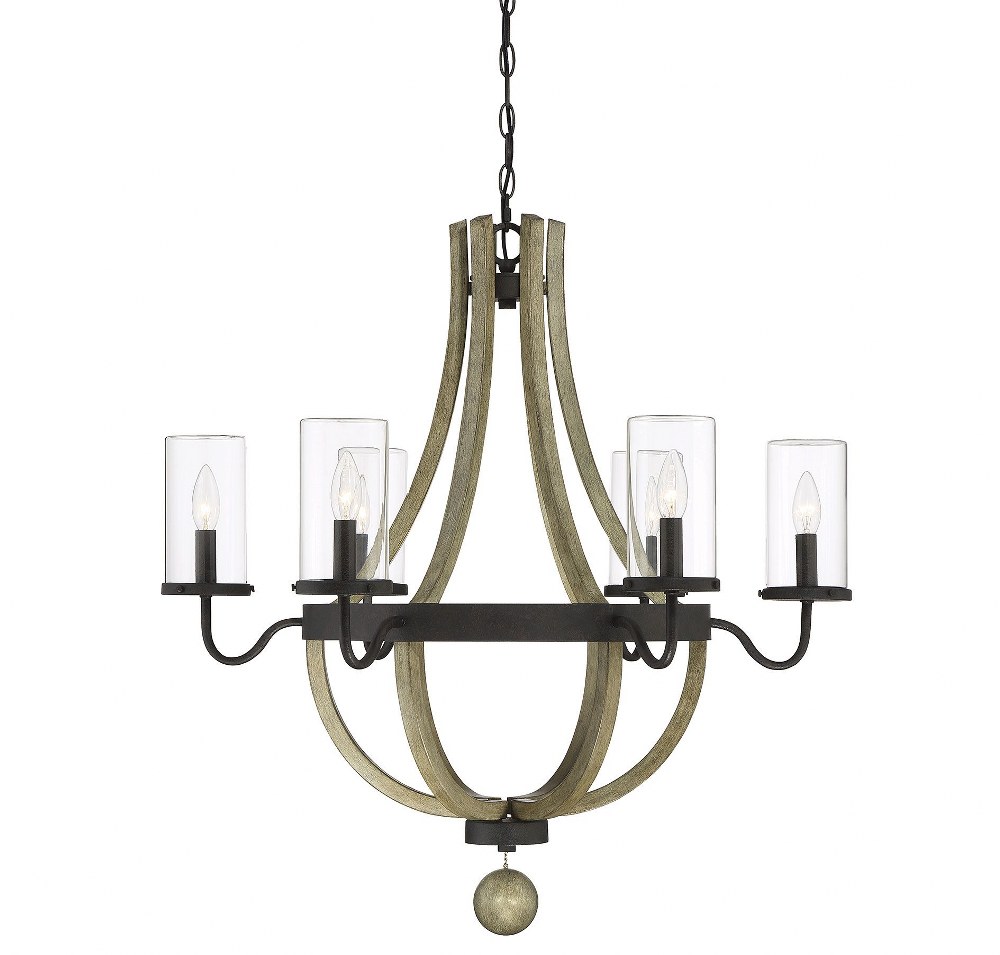 Savoy House-1-2100-6-70-6 Light Outdoor Chandelier-Modern Farmhouse Style with Rustic and Country French Inspirations-30.5 inches tall by 29 inches wide   Weathervane Finish with Clear Glass