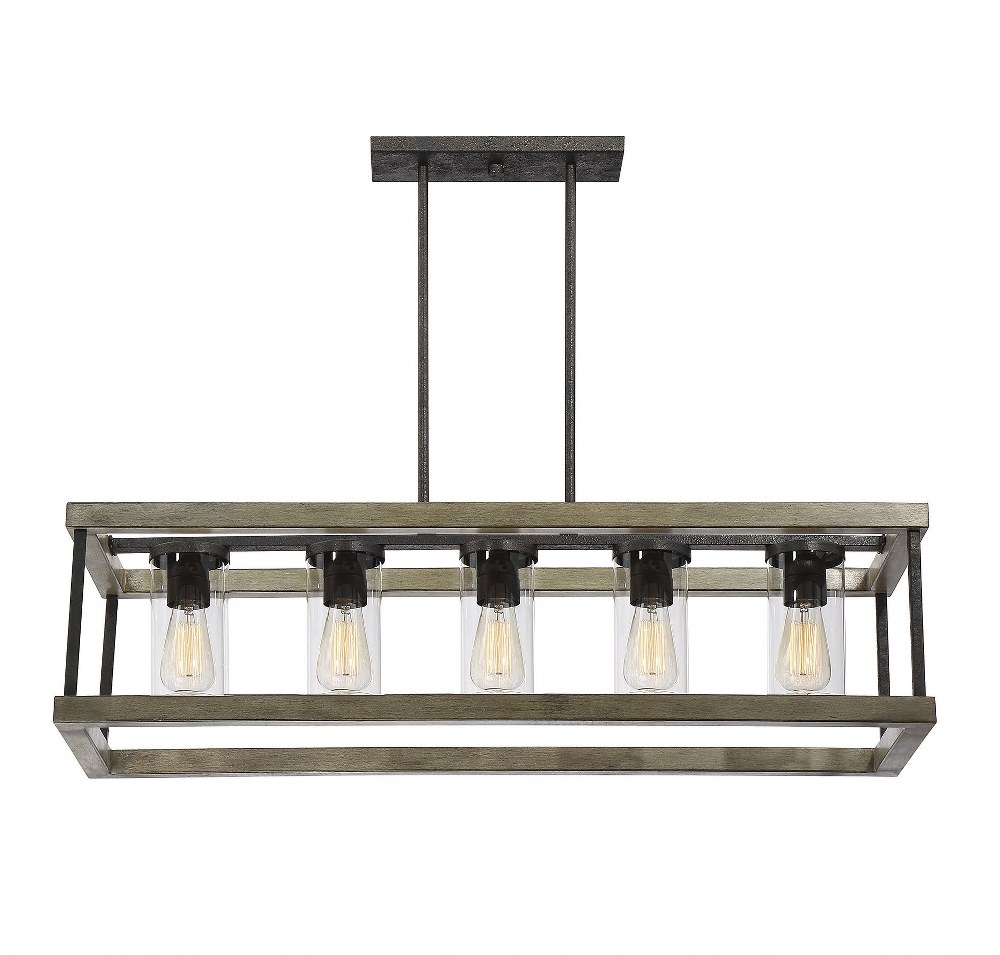 Savoy House-1-2101-5-70-5 Light Outdoor Chandelier-Modern Farmhouse Style with Rustic and Country French Inspirations-13 inches tall by 13 inches wide   Weathervane Finish with Clear Glass