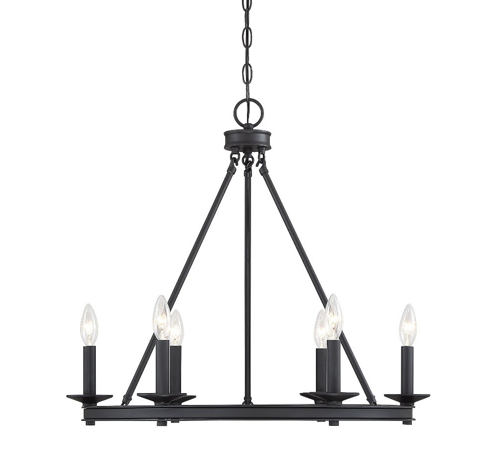 Savoy House-1-307-6-89-6 Light Chandelier-Traditional Style with Transitional and Eclectic Inspirations-23 inches tall by 25 inches wide Matte Black  Satin Nickel Finish