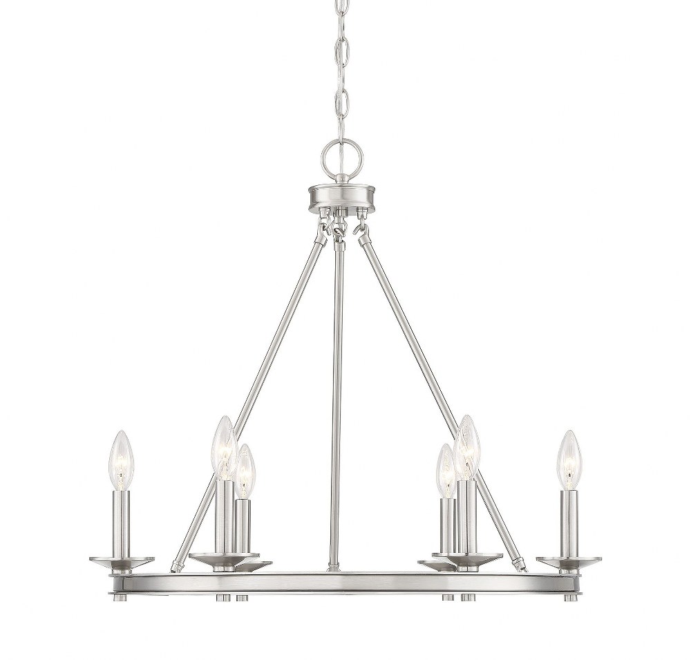 Savoy House-1-307-6-SN-6 Light Chandelier-Traditional Style with Transitional and Eclectic Inspirations-23 inches tall by 25 inches wide Satin Nickel  Satin Nickel Finish