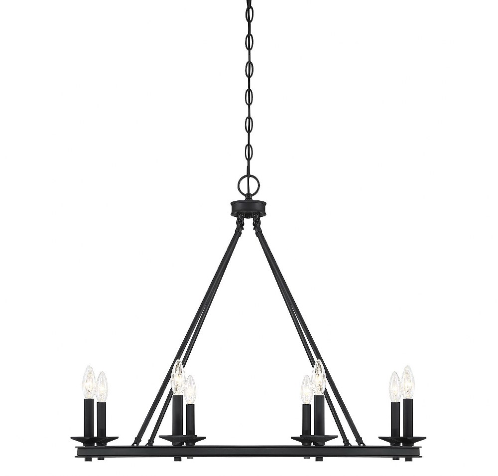 Savoy House-1-308-8-89-8 Light Chandelier-Traditional Style with Transitional and Eclectic Inspirations-25 inches tall by 33 inches wide Matte Black  Satin Nickel Finish