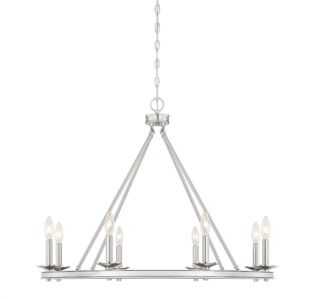 Savoy House-1-308-8-SN-8 Light Chandelier-Traditional Style with Transitional and Eclectic Inspirations-25 inches tall by 33 inches wide Satin Nickel  Satin Nickel Finish