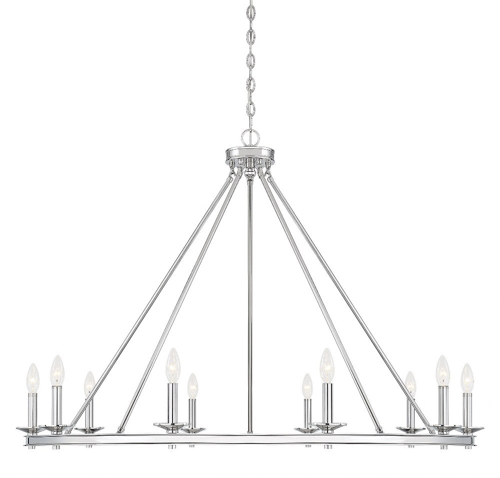 Savoy House-1-310-10-109-10 Light Chandelier-Traditional Style with Transitional and Eclectic Inspirations-32 inches tall by 45 inches wide Polished Nickel  Satin Nickel Finish