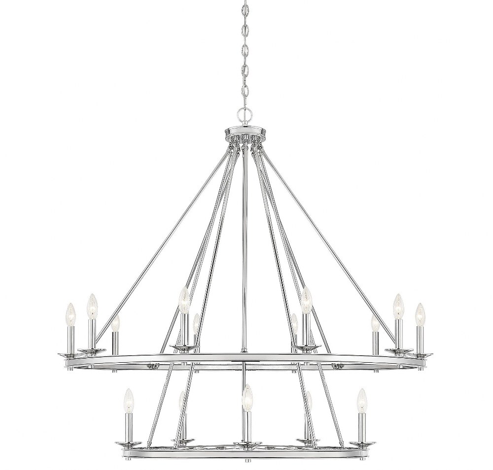 Savoy House-1-312-15-109-15 Light Chandelier-Traditional Style with Transitional and Eclectic Inspirations-42 inches tall by 45 inches wide Polished Nickel  Satin Nickel Finish