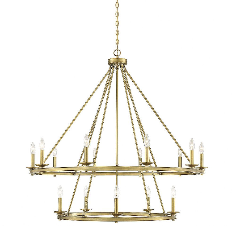 Savoy House-1-312-15-322-15 Light Chandelier-Traditional Style with Transitional and Eclectic Inspirations-42 inches tall by 45 inches wide Warm Brass  Satin Nickel Finish