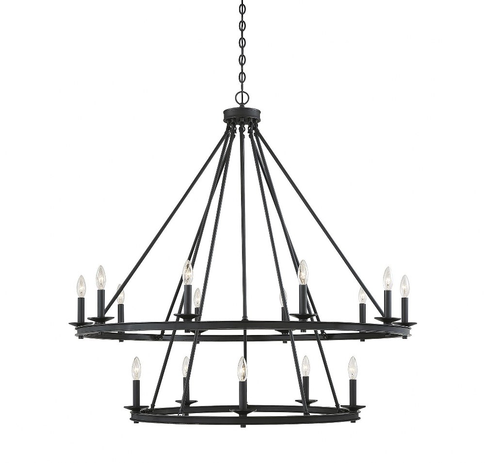 Savoy House-1-312-15-44-15 Light Chandelier-Traditional Style with Transitional and Eclectic Inspirations-42 inches tall by 45 inches wide Classic Bronze  Satin Nickel Finish