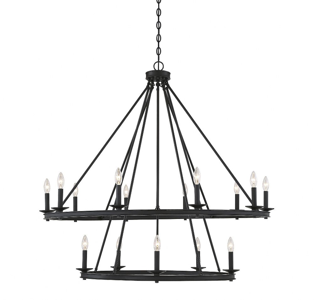 Savoy House-1-312-15-89-15 Light Chandelier-Traditional Style with Transitional and Eclectic Inspirations-42 inches tall by 45 inches wide Matte Black  Satin Nickel Finish