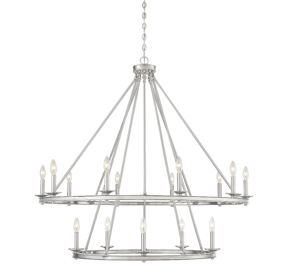 Savoy House-1-312-15-SN-15 Light Chandelier-Traditional Style with Transitional and Eclectic Inspirations-42 inches tall by 45 inches wide Satin Nickel  Satin Nickel Finish