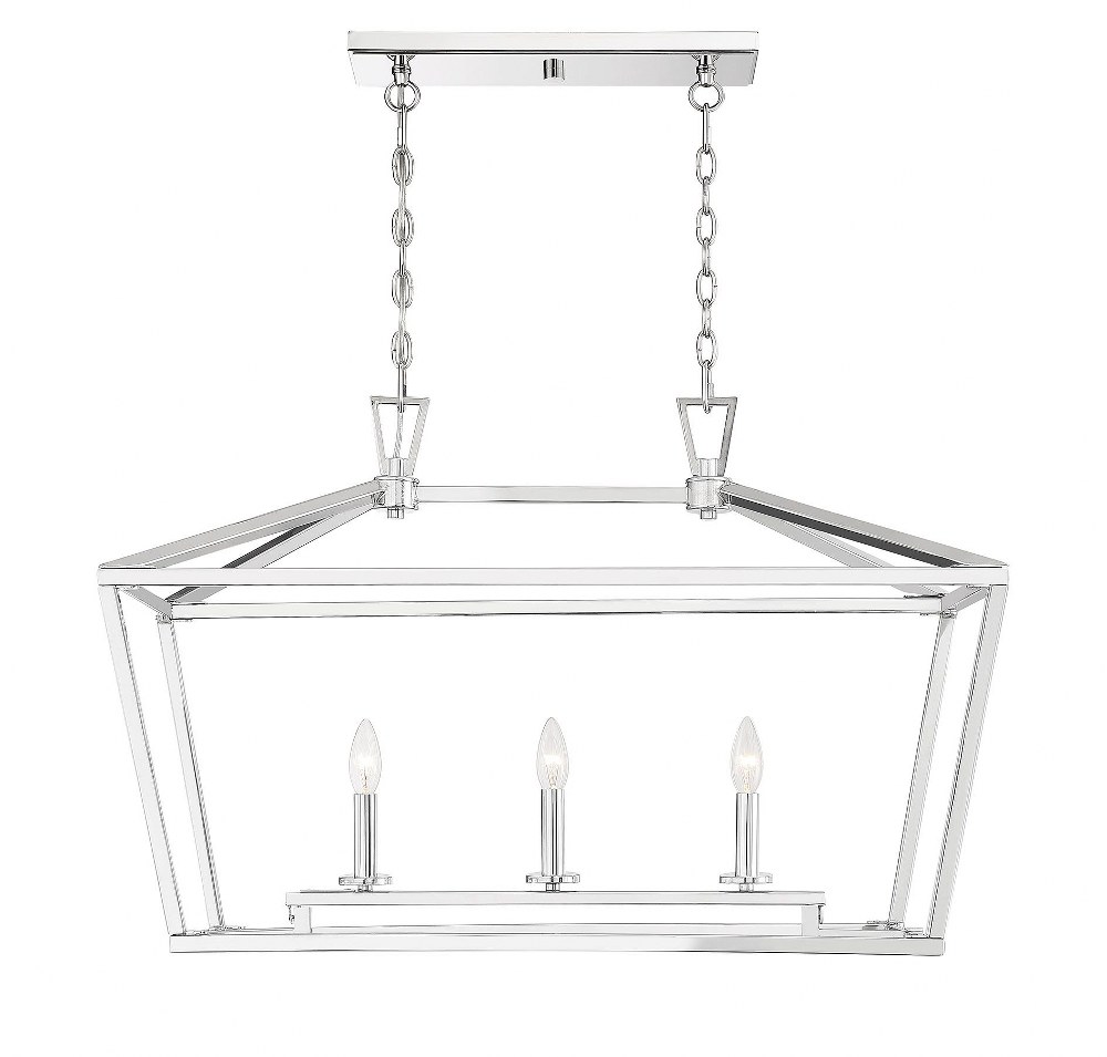 Savoy House-1-323-3-109-3 Light Linear Chandelier-Traditional Style with Transitional and Bohemian Inspirations-21 inches tall by 16 inches wide Polished Nickel  Satin Nickel Finish