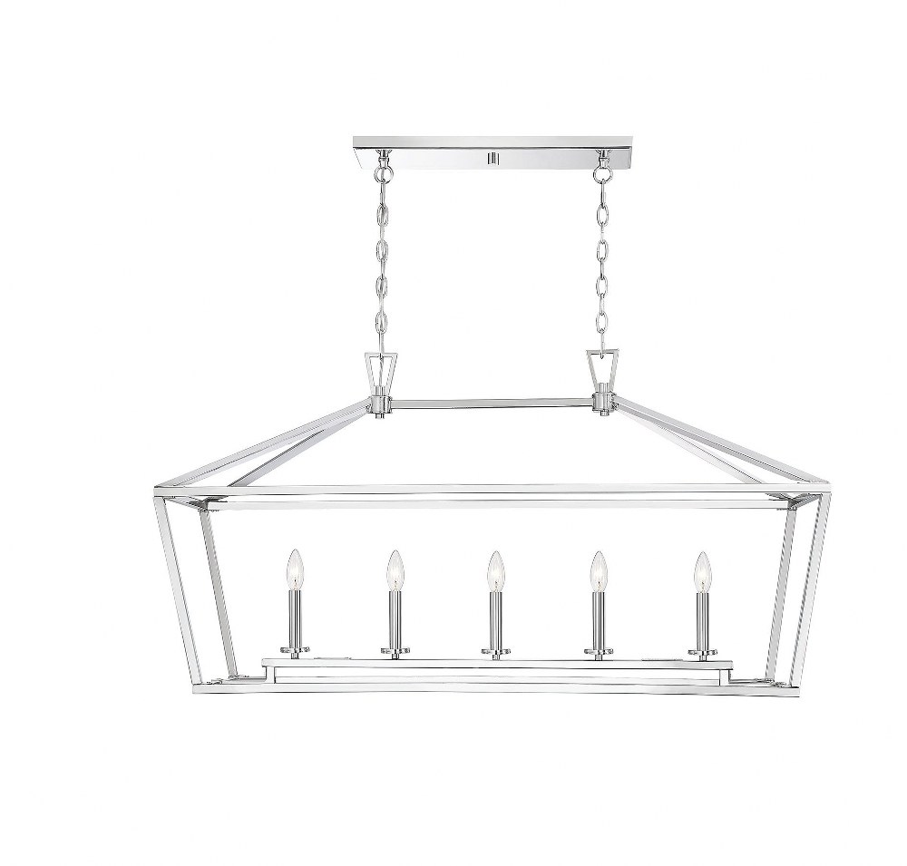 Savoy House-1-324-5-109-5 Light Linear Chandelier-Traditional Style with Transitional and Bohemian Inspirations-23.5 inches tall by 16 inches wide Polished Nickel  Satin Nickel Finish