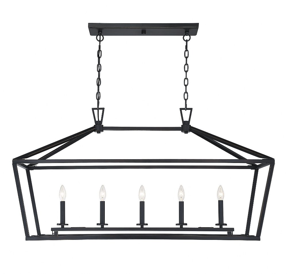 Savoy House-1-324-5-44-5 Light Linear Chandelier-Traditional Style with Transitional and Bohemian Inspirations-23.5 inches tall by 16 inches wide Classic Bronze  Satin Nickel Finish