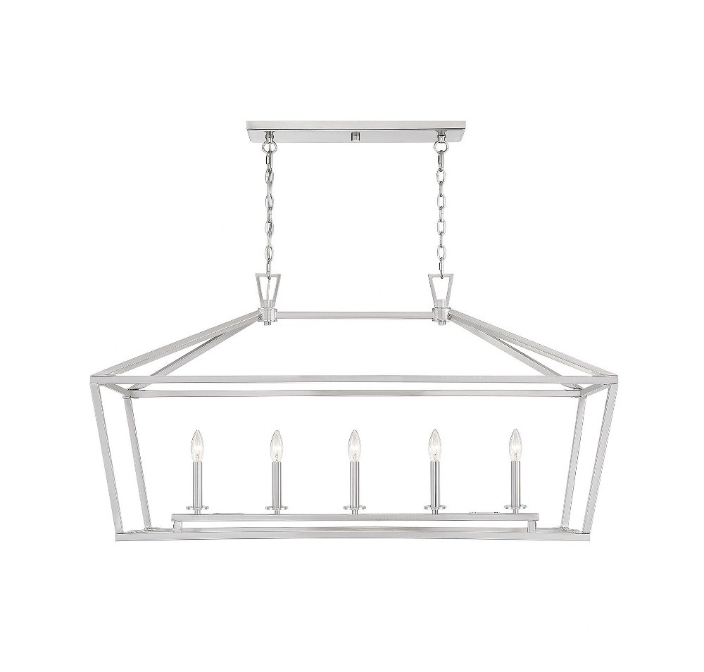 Savoy House-1-324-5-SN-5 Light Linear Chandelier-Traditional Style with Transitional and Bohemian Inspirations-23.5 inches tall by 16 inches wide Satin Nickel  Satin Nickel Finish