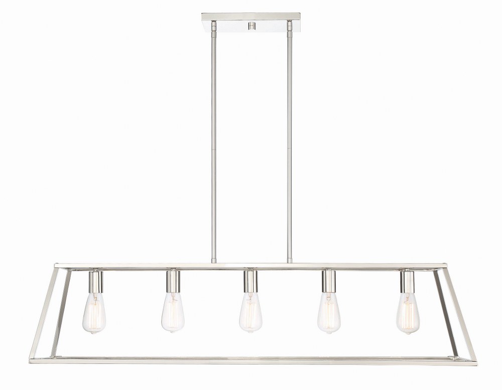 Savoy House-1-327-5-109-5 Light Linear Chandelier-Traditional Style with Contemporary and Eclectic Inspirations-10.5 inches tall by 11 inches wide   Polished Nickel Finish